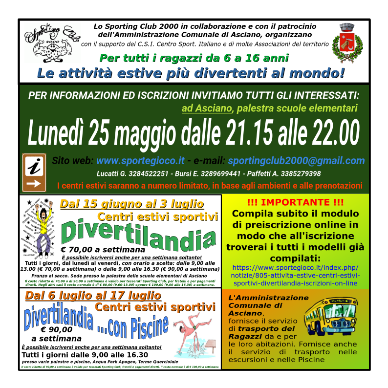 AttivitaEstive2026 ImmaginePostEvento LocandinaIscrizioniPerFacebook ProssimeIscrizioni 714x264 lun25mag2026 Quadrata