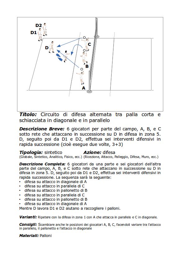 Circuito di Difesa alternata tra palla corta e schiacciata da una certa zona